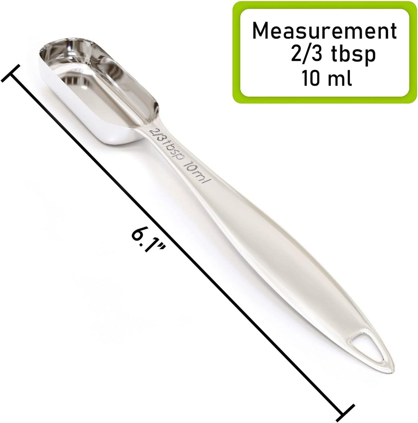 1PCS 2/3Tablespoon (2tsp, 10ml) Single Measuring Spoon, Individual Stainless Steel Long Handle Measure Teaspoon Only