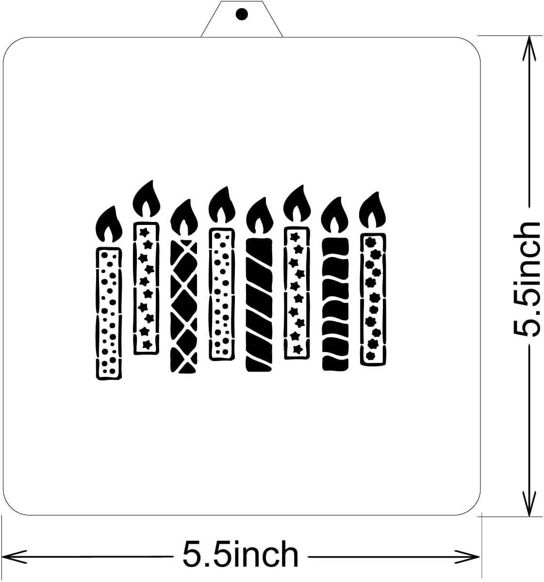 Birthday Cookie Cutter and Stencil Set Bundle Kit PYO Cookies Paint Your Own Diy Bakery Fondant Sugar Happy Birthday Wedding Baby Candle Kids Painting Coloring Pages Comb (Candle)