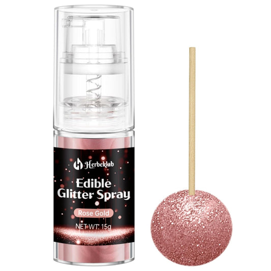 Rose Gold Edible Glitter Spray - 15g Edible Rose Gold Glitter for Cakes Food Grade Metallic Shimmer Powder Cake Spray for Cookie Decorating Chocolate Strawberry