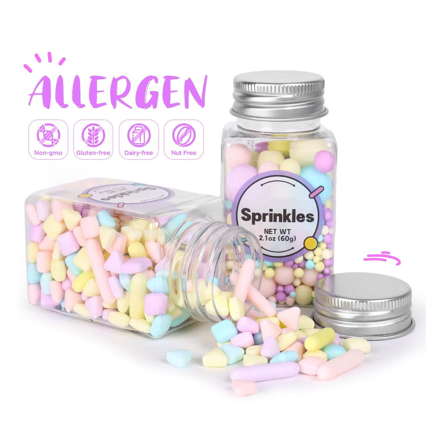 Edible Pearls for Cake Decorating, Matt Pearl Sprinkles, Pastel Sugar Sprinkles, Cube Sprinkles, Pearl Sprinkles for Cake, Cupcakes, Macaron, Ice Cream, and Cookies. (120g/4.2oz)