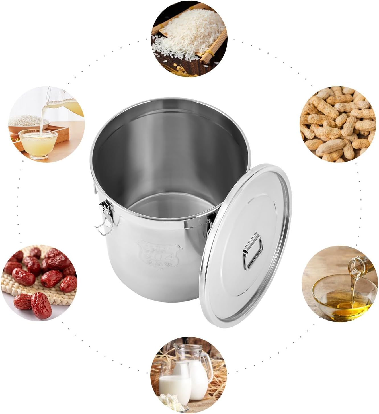 1623 OZ Stainless Steel Canister Rice Cereal Grain Storage Containers with Lid Airtight Coffee Bean Storage Milk Flour Sugar Food Storage for Home Bar Restaurant (48L/1623 OZ)
