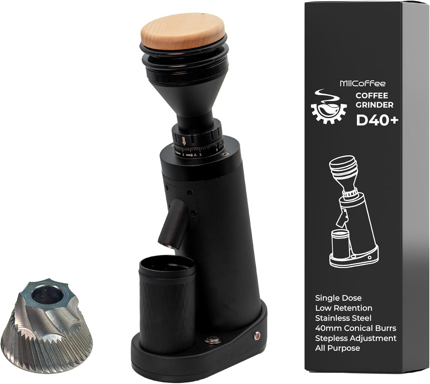 D40+ Single Dose Coffee Grinder (Black)