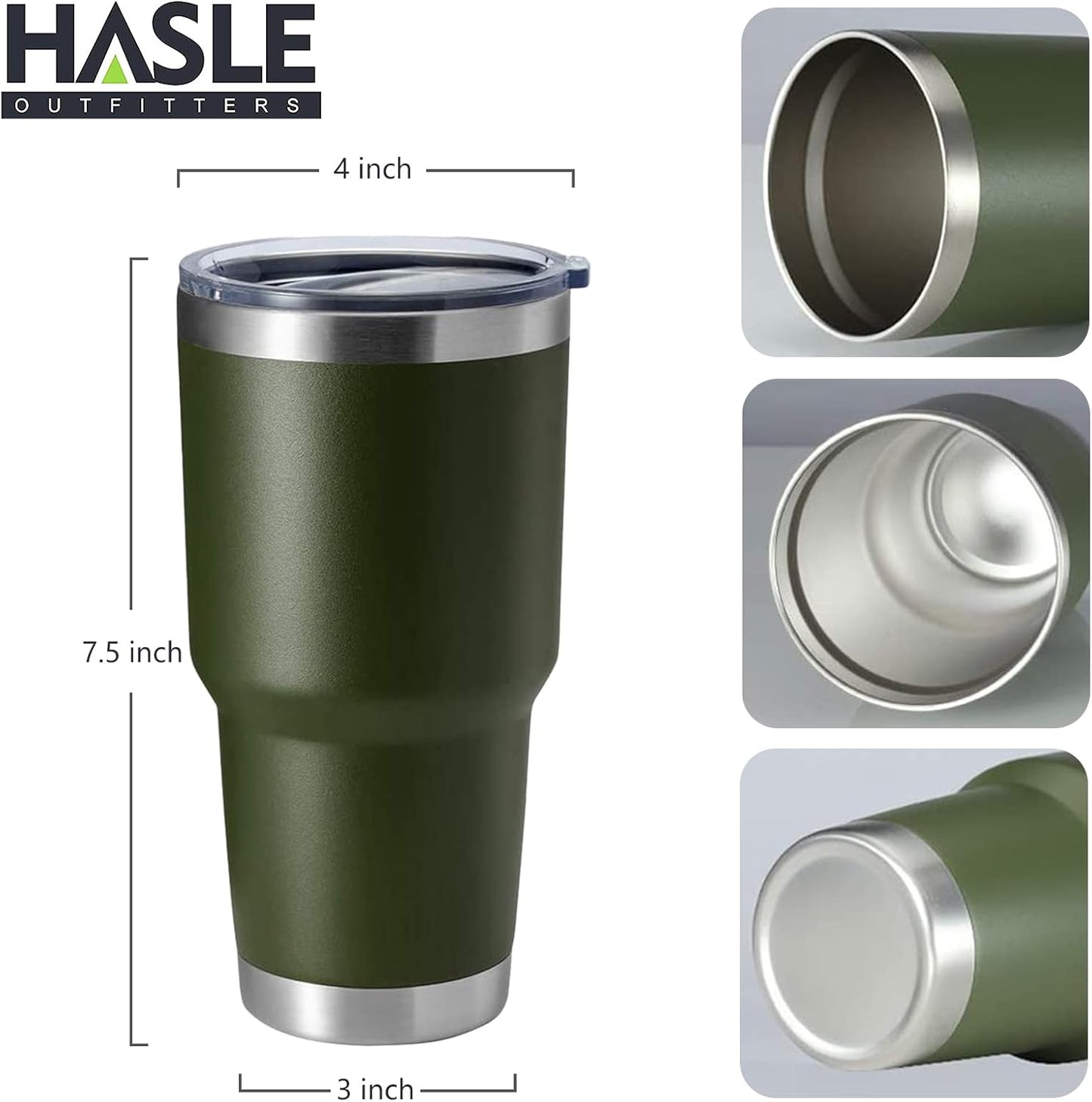 HASLE OUTFITTERS 30oz Stainless Steel Tumbler, Double Wall Vacuum Insulated Travel Mug Tumbler, Durable Insulated Coffee Mug, Gift Box Set (Amey Green, 8)