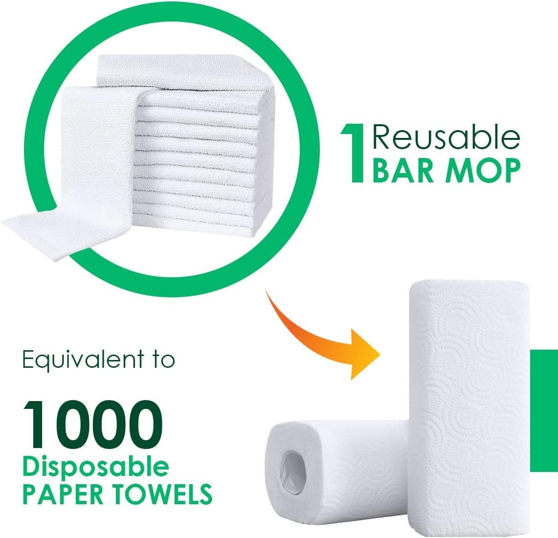 Avalon Towels Terry Bar Mop Towels (Value Pack of 72) Size 14"x17" – Absorbent and Durable, Multipurpose Cleaning Rags, Cotton Cleaning Cloths, Terry Cloth Rags, Reusable Shop Rag (White)