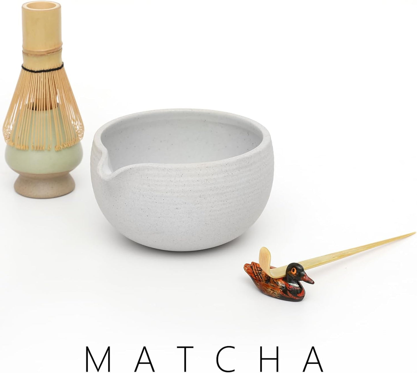 Artcome Matcha Ceremony Kit for Japanese Tea Ceremony, Bowl with Pouring Spout, Whisk, Tea Scoop, Matcha Powder Strainer, Matcha Tea Set For Making Usucha, Koicha and Matcha Latte (Grey)