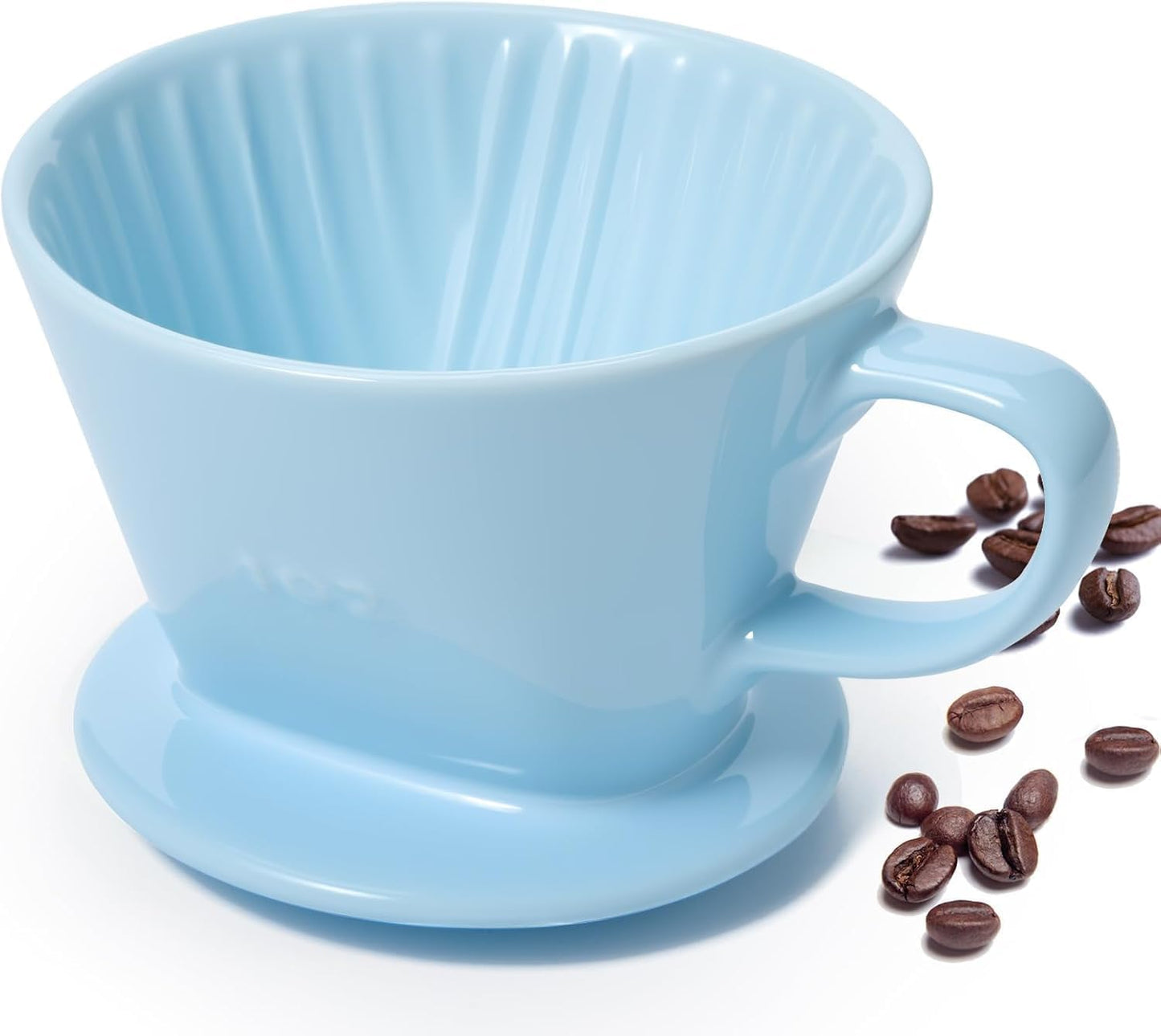 Pour Over Coffee Dripper, Ceramic Pour Over Coffee Maker with 3 Holes Flat Bottom, Easy Manual Brew Maker, Porcelain Slow Filter Cone for Travel, Camping, Office, Home, BL