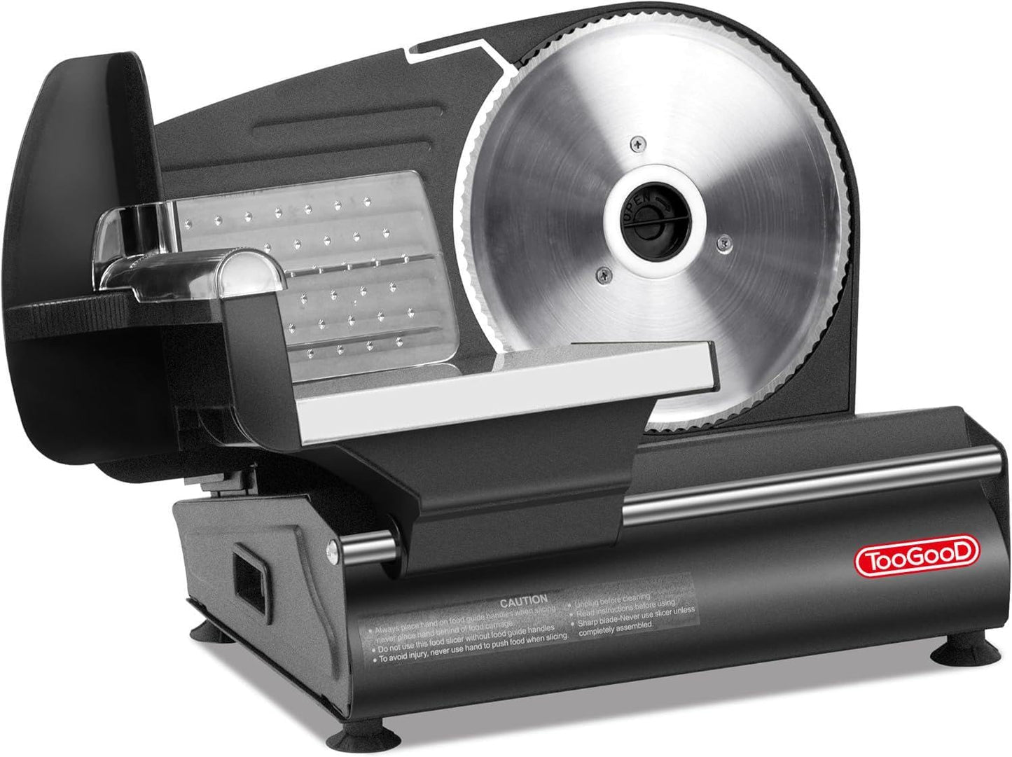 TOOGOOD 7.5" Electric Meat Slicer, with Stainless Steel Blade, Adjustable Thickness Food Slicer Machine for Home Use, Cuts Meat, Ham, Hard Cheese and Deli (Black)