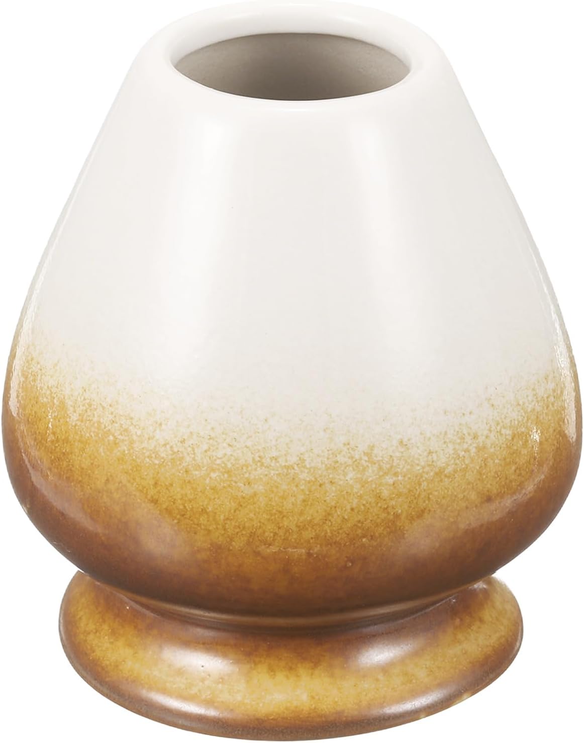 HARFINGTON Ceramic Chasen Stand 70mm Matcha Whisk Holder Teas Set Whisks Stand Traditional Matcha Tea Chasen Holder Tea Set Accessories for Tea Tasting, Brown/White