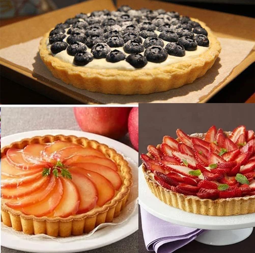 Tart Pan, 9 Inch Tart Pans, Non-Stick Removable Loose Bottom Carbon Steel 9In Tart Pan, The 9.5 Inches at the Top and 9 Inches at the Bottom, With a Depth of 1.1 Inches.