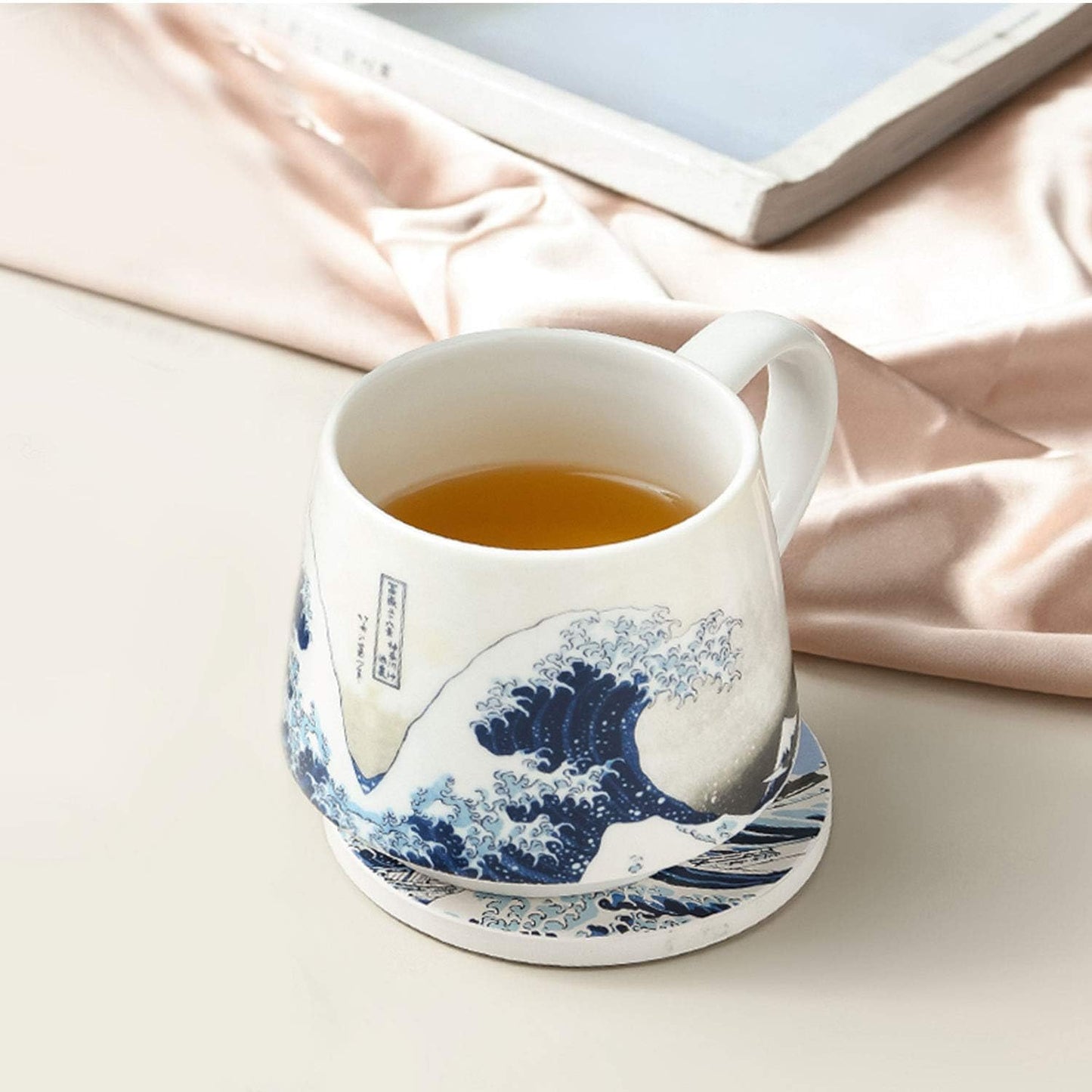 Topadorn Ceramic Mug Porcelain Coffee Cup The Great Wave Coffee Mug with Gift Box,13 oz.