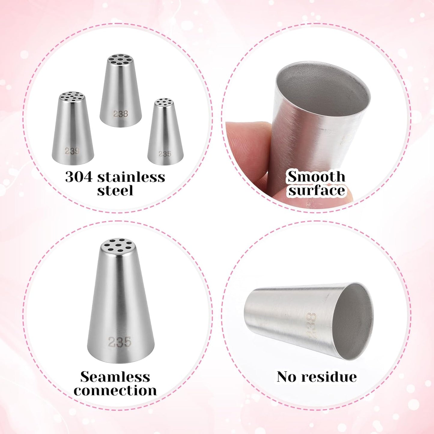 3 Pcs Grass Piping Tips, Stainless Steel DIY Piping Icing Nozzle Tool for Cake Decorating Frosting Grass, Hair, Fur on Cupcakes, Cookies, Desserts