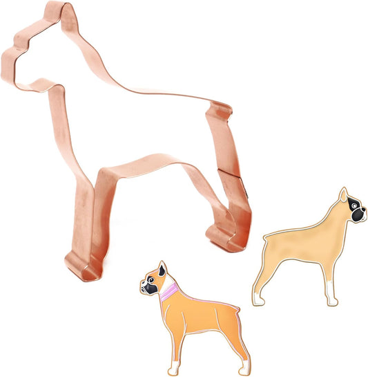 The Fussy Pup Boxer Cookie Cutter – Handcrafted in USA - 4.5 Inch Copper Dog Lover Gift