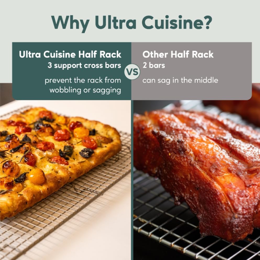 Ultra Cuisine Heavy Duty 100% Stainless Steel Cooling Rack for Cooking and Baking - Baking Rack & Wire Cooling Rack - Fits Half and Jelly Roll Sheet Pans - 11.5''x 16.5''' and 10''x14.75''