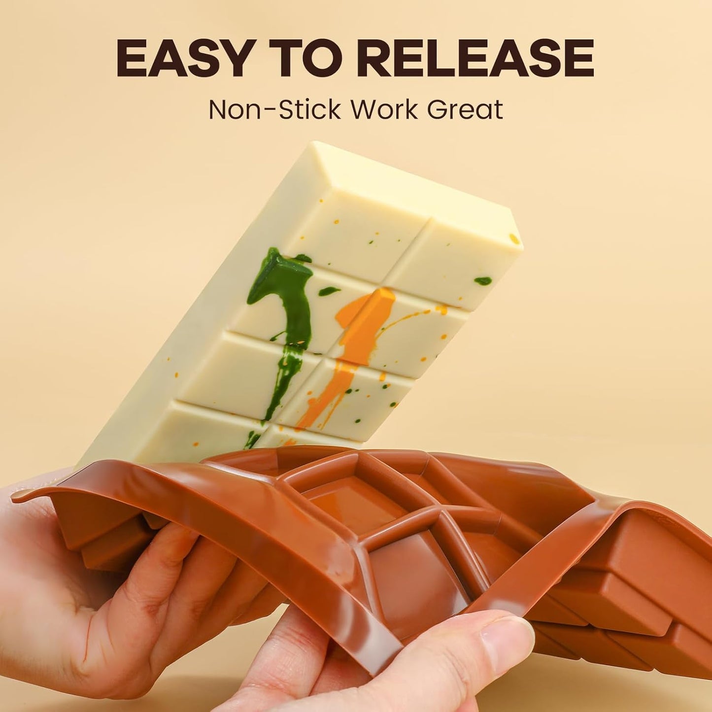 Dubai Chocolate Molds 1 Inch Deep, Silicone Chocolate Bar Mold – Non-Stick, Flexible, Large and Thick Homemade Chocolates, Candies, and Desserts - Set of 2