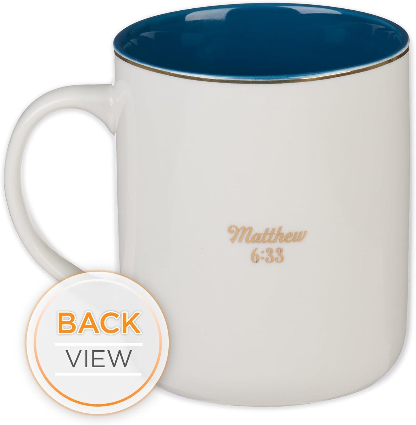 Christian Art Gifts Royal Blue Ceramic Coffee Mug – 14 oz. Lead and Cadmium-free, Non-toxic Inspirational Scripture Coffee and Tea Mug for Women with Bible Verse: The Kingdom of God – Matthew 6:33