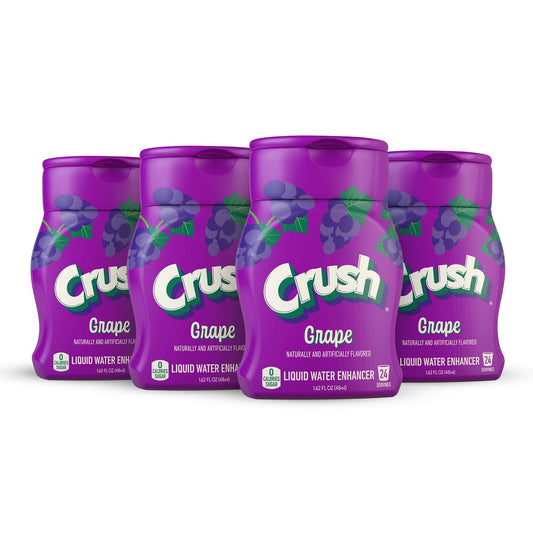 Crush, Grape, Liquid Water Enhancer – New, Better Taste! (4 Bottles, Makes 96 Flavored Water Drinks) – Sugar Free, Zero Calorie