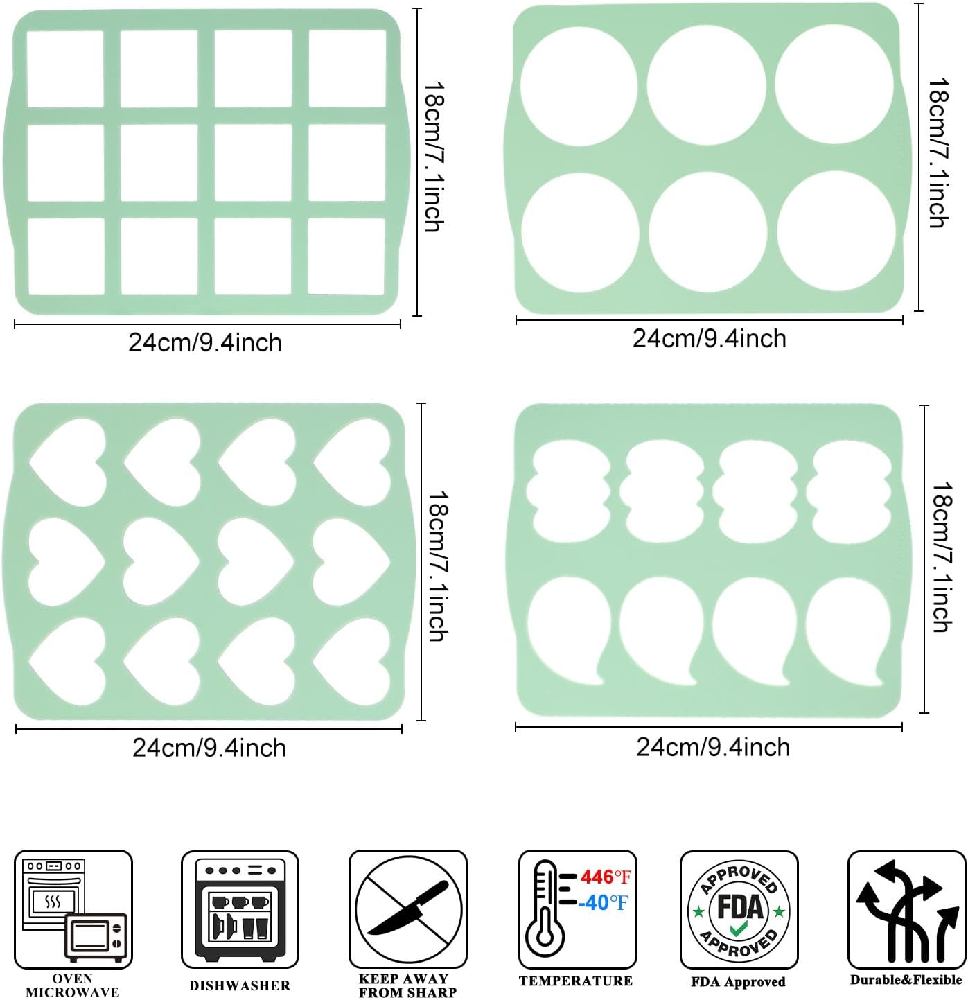 QELEG 4Pcs Cookie Molds Chocolate Chablon Cookies Stencil Mold Set for Cake Decoration QLG116/120HBGJ2393/2396