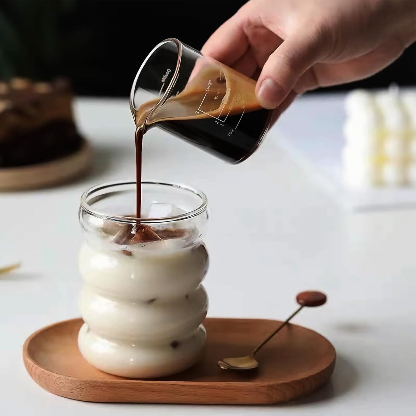 2 Pcs Drinking Glasses with Glass Straw 14oz Glassware Set,Cocktail Glasses,Iced Coffee Glasses,Beer Glasses,Ideal for Water,Soda,Tea,Gift - with Cleaning Brushe