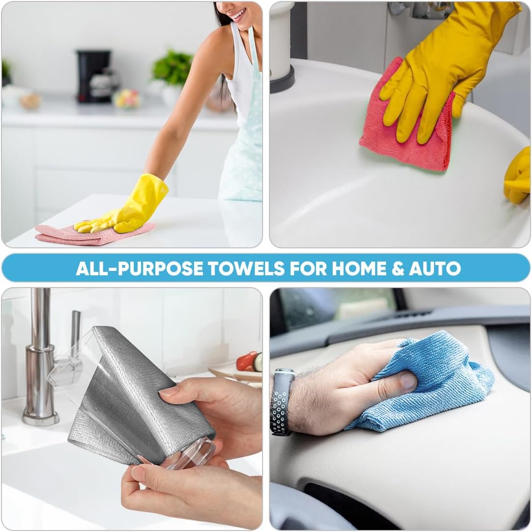 AIDEA Microfiber Cleaning Cloth Roll, 75PK Red, Reusable Paper Towels Tear Away Cloth, Microfiber Towels Washable Shop Rags, Lint Free Cleaning Rags for House, Kitchen, Window, 11.5"×11.5"