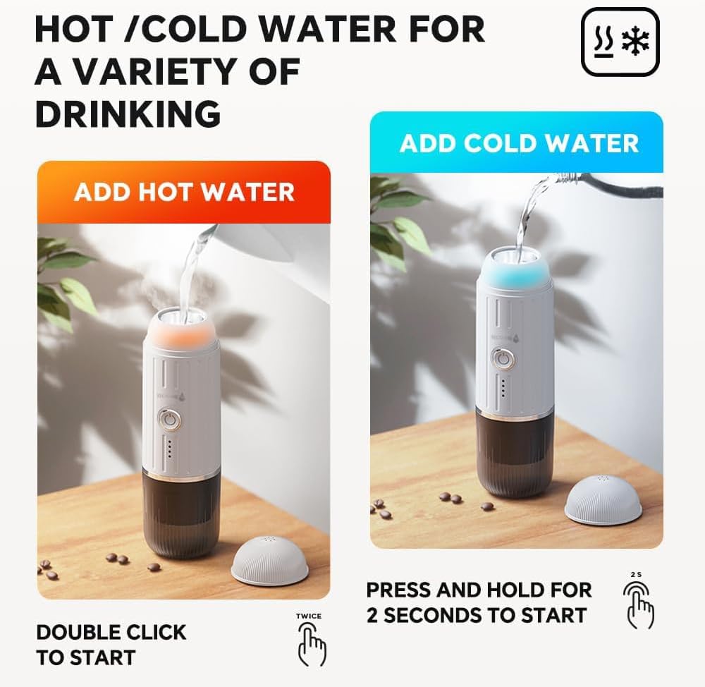 Portable Coffee Maker Travel Espresso Machine 120W Red Color, 19 Bar Pressure 7500mAh Rechargeable Battery Version Portable On the Go for Camping, Driving, Home and Office Travelling