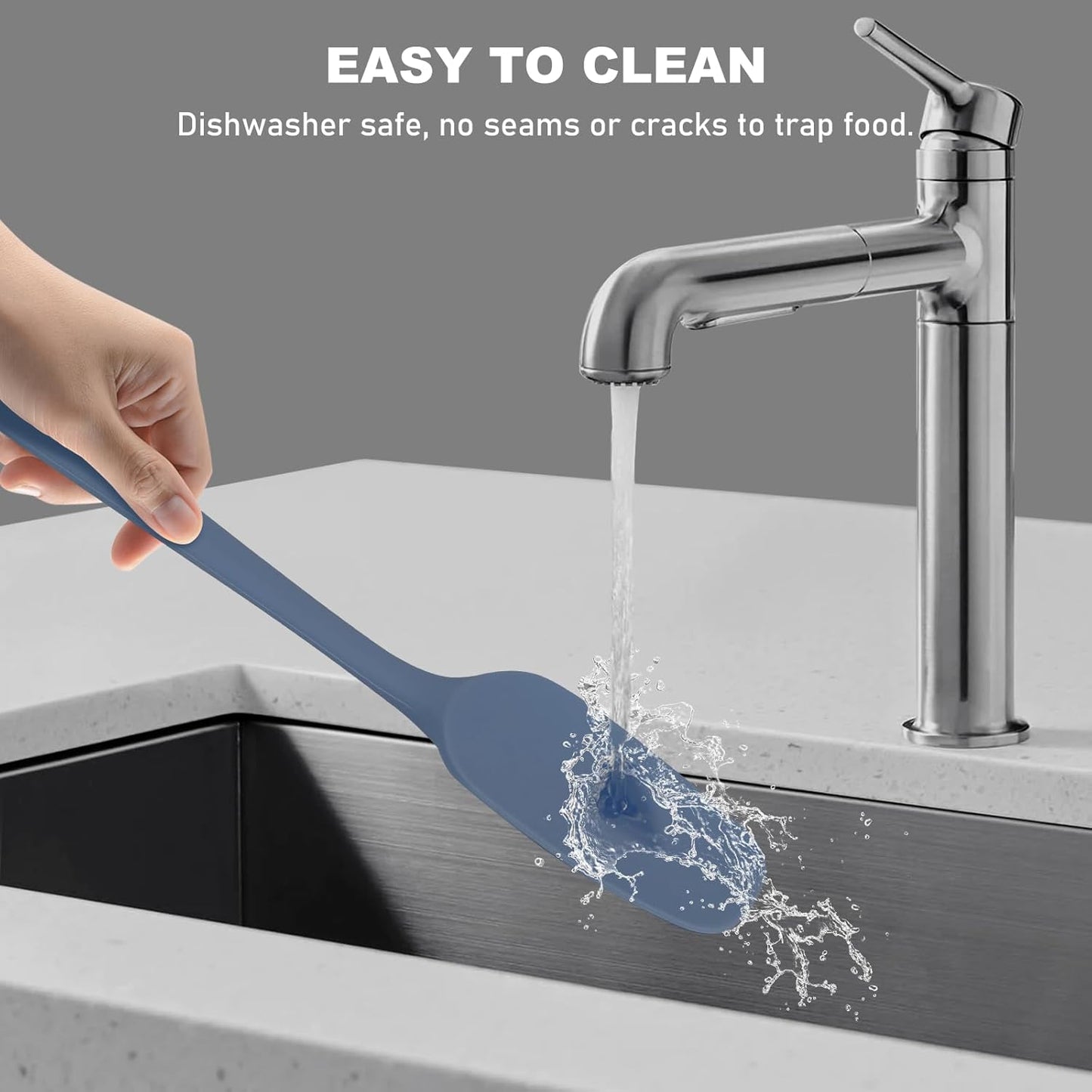 NileHome Silicone Spatula Set, 6 Packs Food Grade Kitchen Utensils with Silicone Brush Heat Resistant Dishwasher Safe BPA-Free Rubber Spatula for Scraping, Baking, Cooking, Mixing, Haze Blue