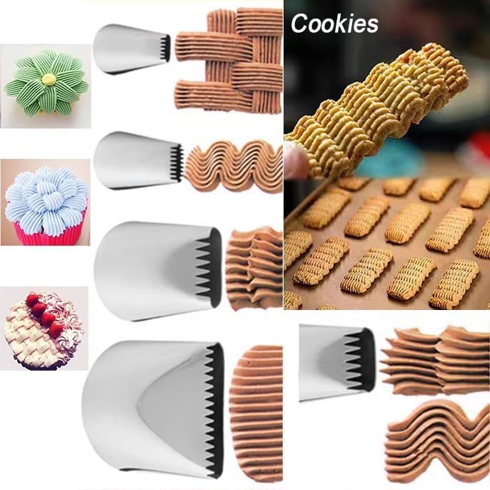 Half Row Braided Flower Piping Tips Set, BasketweavePiping Tip Set, Stainless Steel Piping Nozzles Kit, Braided DecoratingTube Set, for Pastry Cupcakes Cakes Cookies Decorating (6 Pcs)