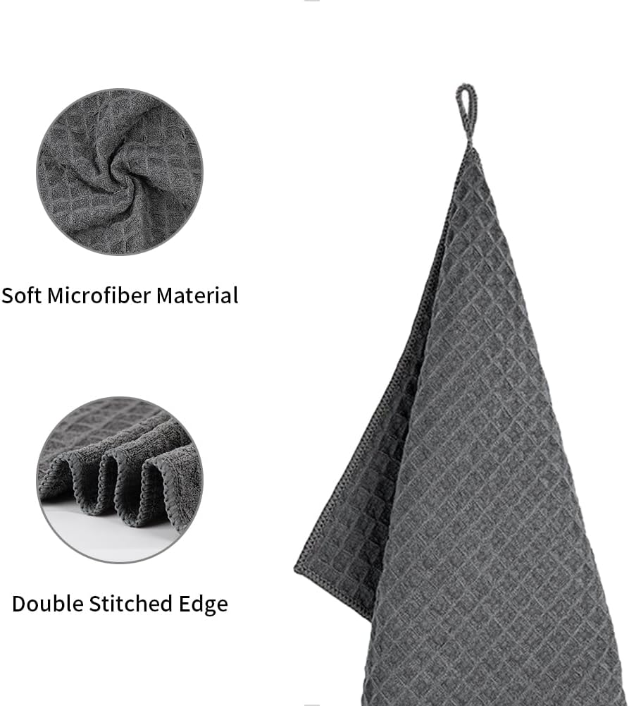 watchget Barista Micro Cloth 10 Pack, Microfiber Barista Cleaning Towels Microfiber Waffle Weave Kitchen Dish Cloth Coffee Bar Towel Coffee Machine Cleaning Cloth, Dark Grey(12"x12")