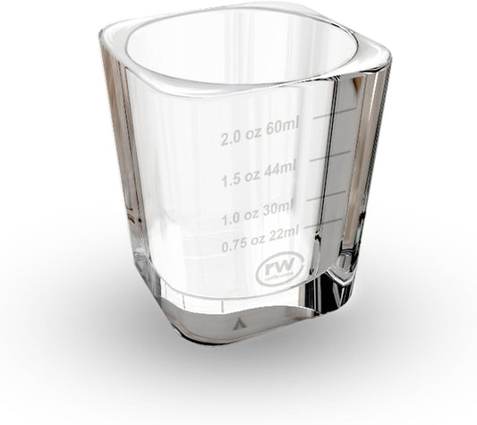 Rattleware 3 Oz Graduated Shot Glass Heavyweight Break-Resistant Glass with White Etched Measurements Oz ML tsp tbsp Durable Espresso Cocktail Measuring Glass for Bar Cart Home Bar Cafe Use