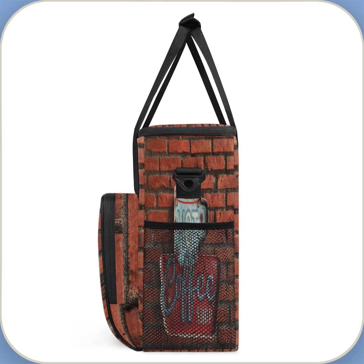 Vintage Red Brick Coffee Maker Carring Bag Travel Carrying Storage Tote Compatible with Keurig K-Mini or Plus Portable Single Serve Brewer Case Pockets for K-cup Pods