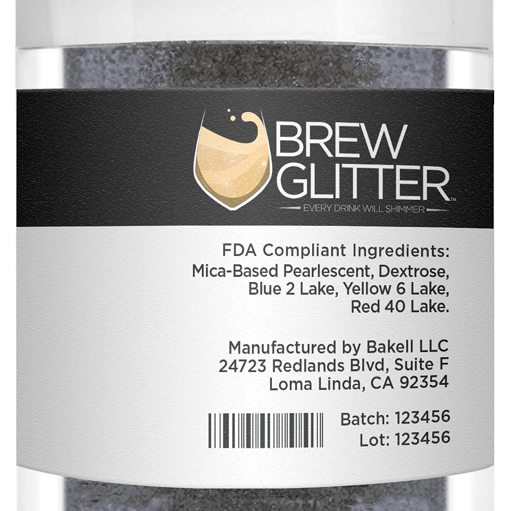 Black Shimmer BREW GLITTER Edible Glitter For Drinks, Cocktails, Beer, Garnish Glitter & Beverages | KOSHER & HALAL Certified | 100% Edible & Food Grade | Vegan, Gluten, Nut Free (25g, Black Shimmer)