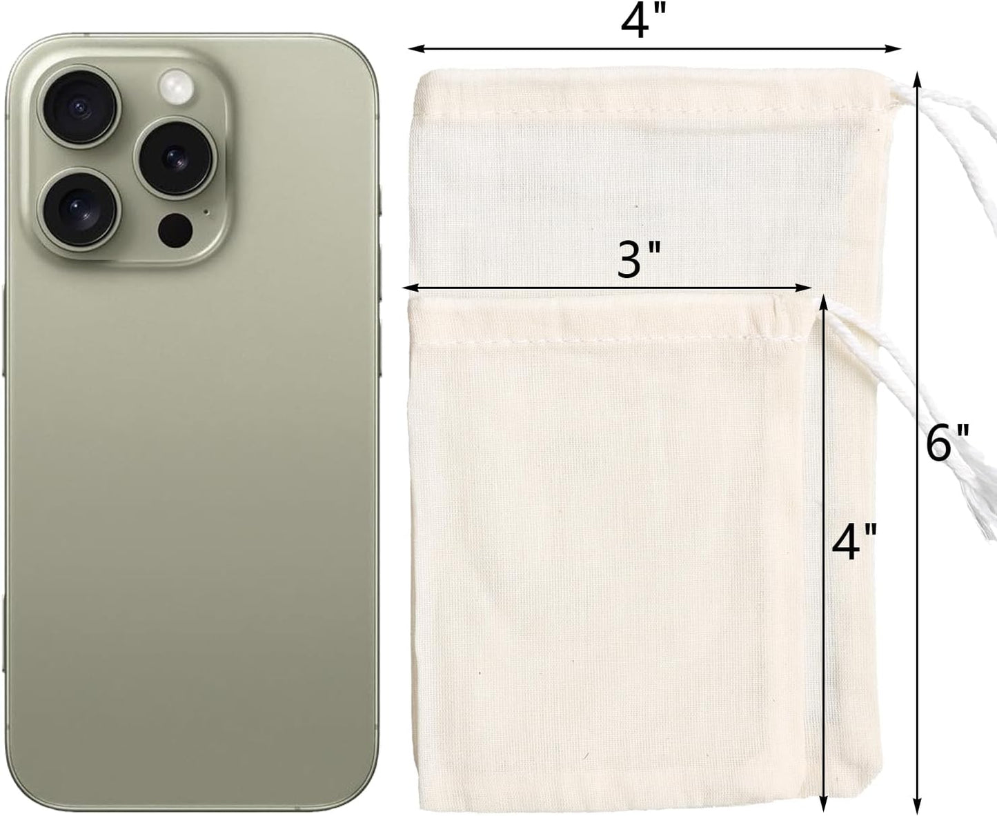 Eketirry Spice Bags, 20pcs Reusable Empty Tea Bags, Muslin Strainer Bags, Soup Bags for Cooking, Natural Cotton Fine Mesh Cheesecloth Bags for Cold Brew Coffee(3 x4" &4 x6")