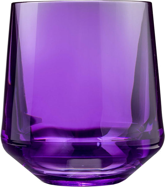 Drinique Unbreakable Stemless Wine Glasses (Set of 4) 12oz Tritan Plastic Stemless Glassware for Indoor or Outdoor Use - Purple