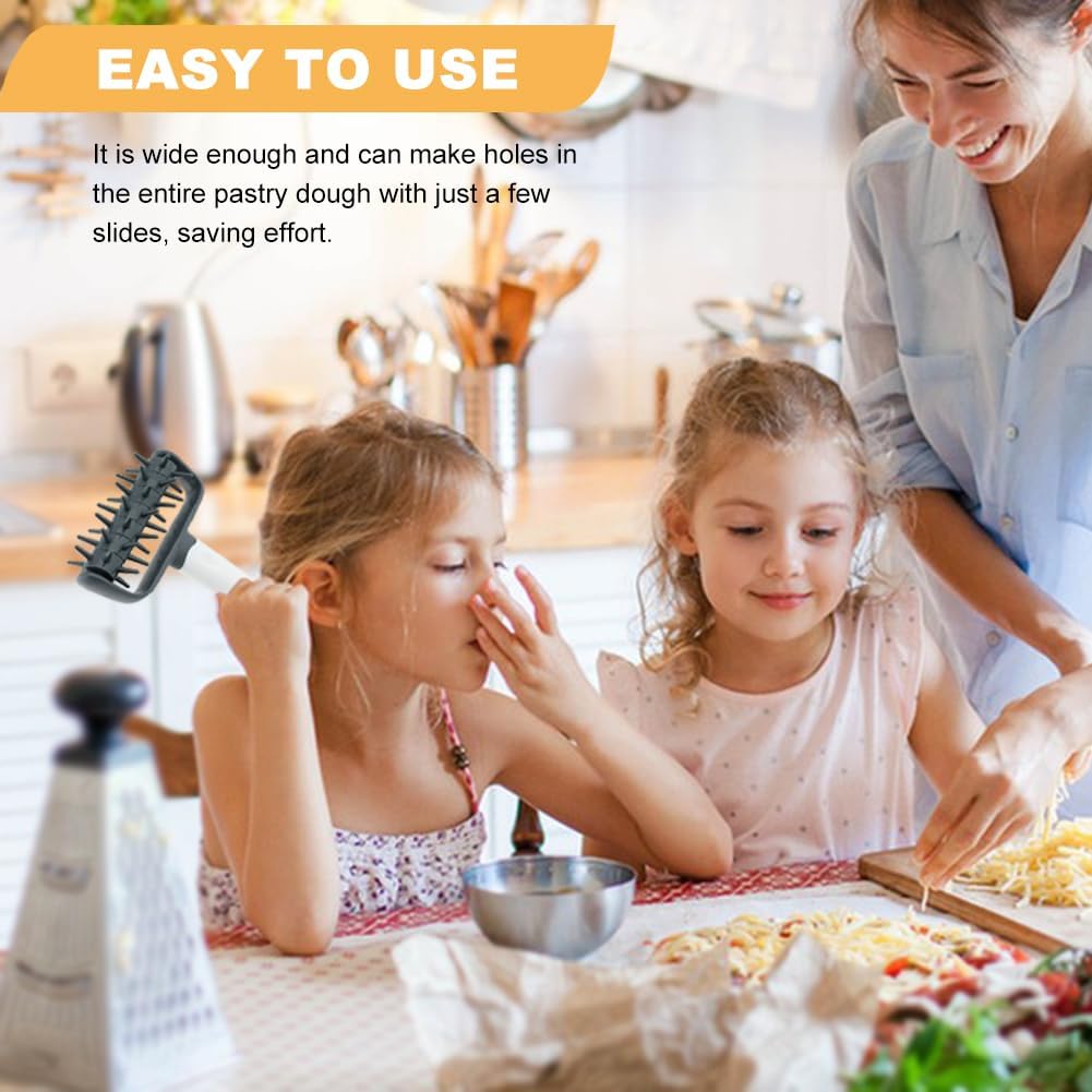 Pizza Dough Docker,Pastry Roller with Spikes Docker Dough Bubble killer Pie Docker Roller for Home Kitchen Pizza Making Accessories(COLOR:Dark grey)