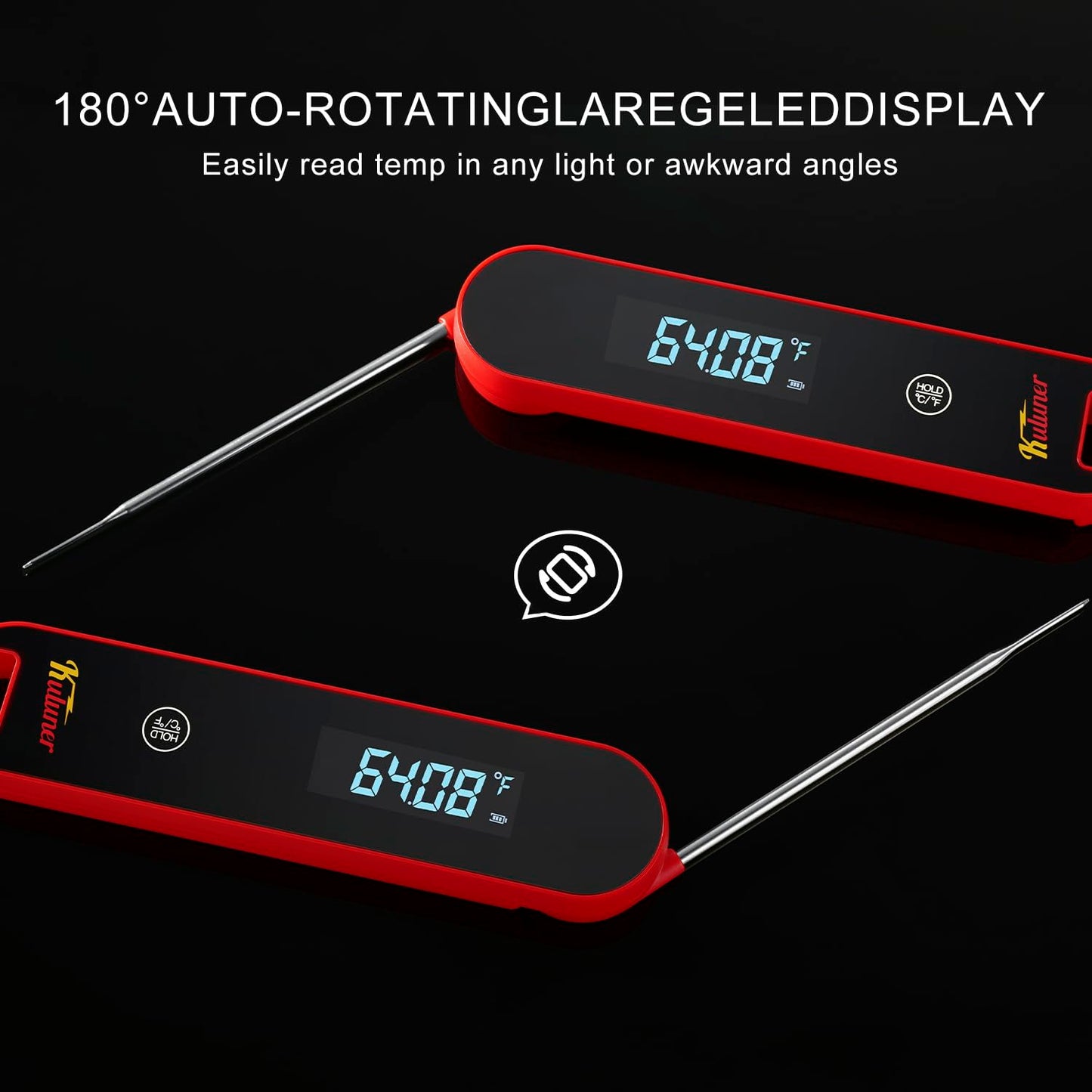 The Latest Thermocouple Instant Reading Meat Thermometer Digital,Faster Less Than 0.6 Second Response,IP67 Waterproof Thermometer Suitable for Grilling, Cooking,BBQ Gifts for Men (Red)