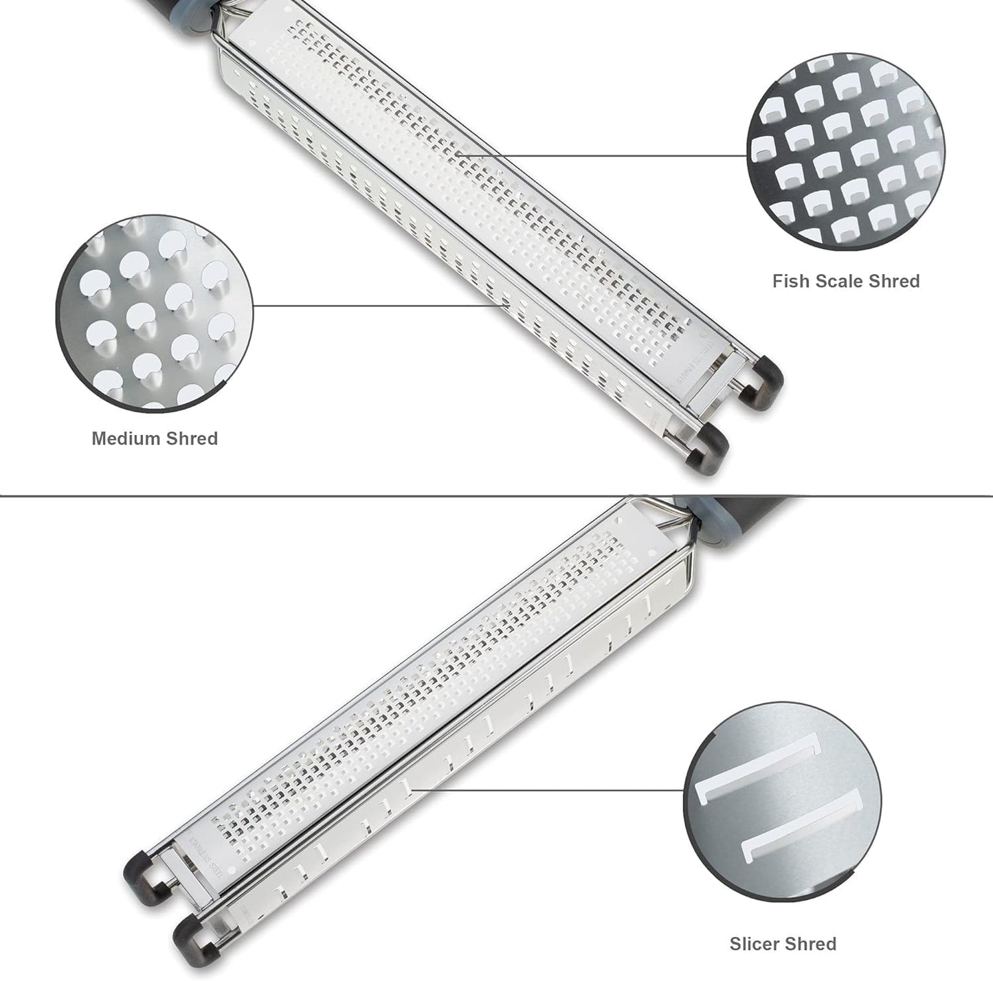 3 in 1 Cheese Grater Zester Citrus Lemon 304 Stainless Steel Zester Versatile Sharp Tool for Parmesan Cheese Ginger Garlic Nutmeg Chocolate Vegetables Fruits 15''