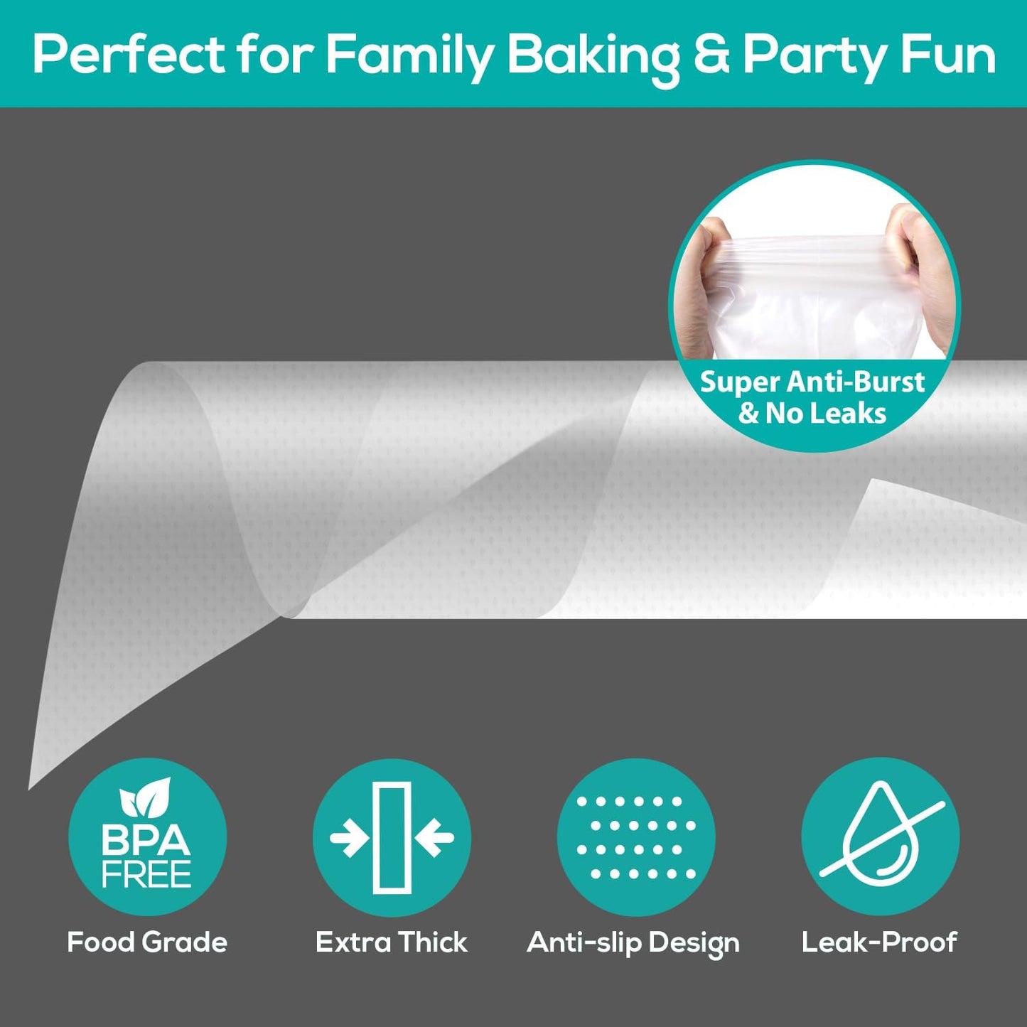 16 Inch Thick Disposable Piping Bags, 100PCS Anti Burst Pastry Bags for Cake Decorating Cream Frosting and Baking Supplies, Tipless Piping