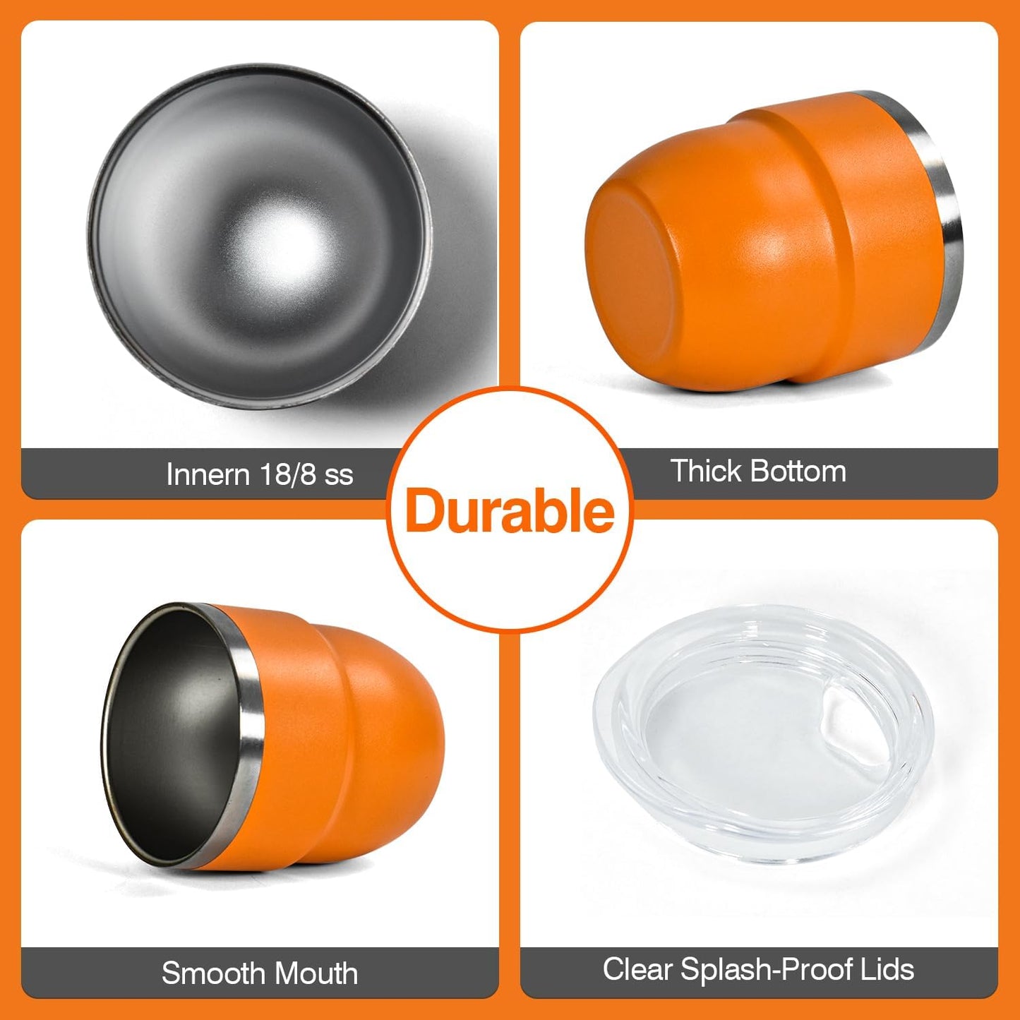 4oz Stackable Cup, Vacuum Insulated Espresso Cup Set of 6, Espresso Shot Cup for Coffee, Double Wall Stainless Steel Mini Tumbler Shot Glasses with Straw and Lid (A-mixed6P, 4oz)