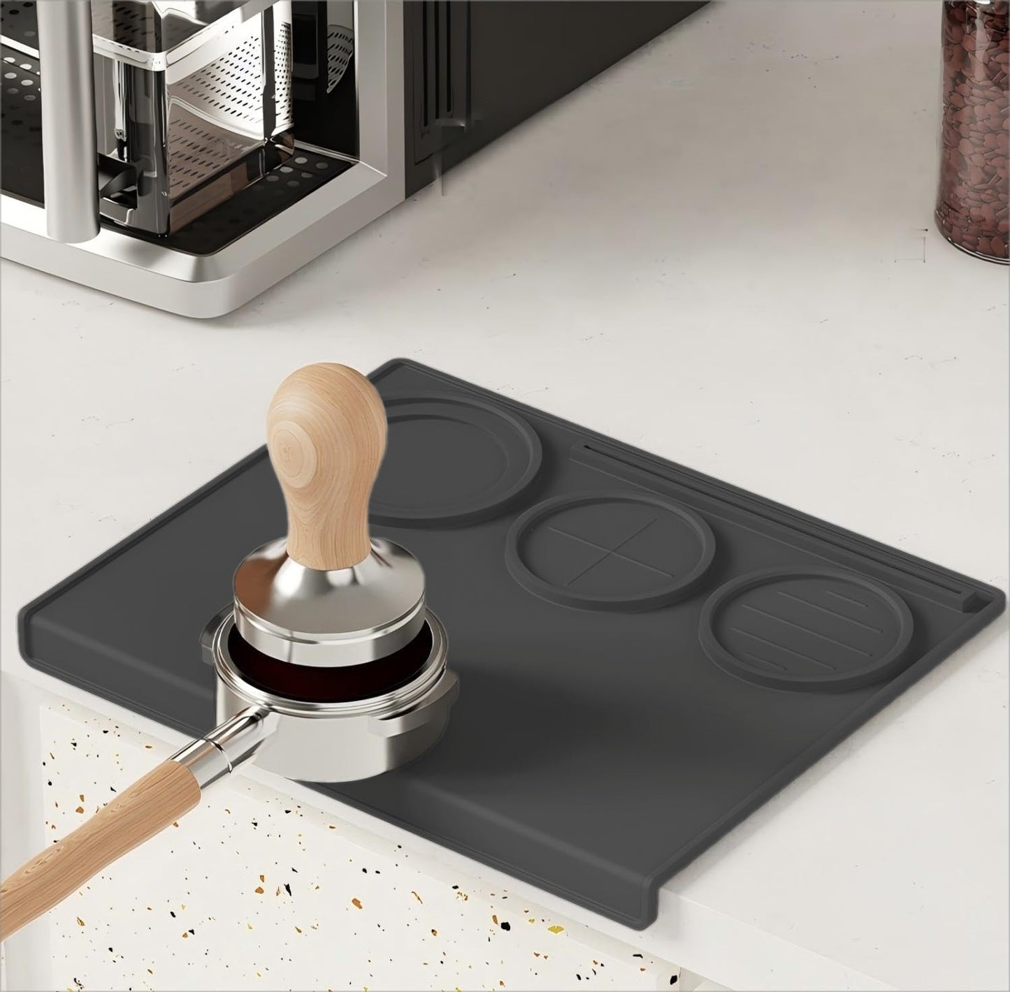 Coffee Tamping Mat, Silicone Waterproof Coffee Mat, Heat Resistant Tamp Mat, 7.8"x9.8" Barista Tool Home Kitchen Bar coffee Shop Suitable for 58mm Espresso Machine Tamper