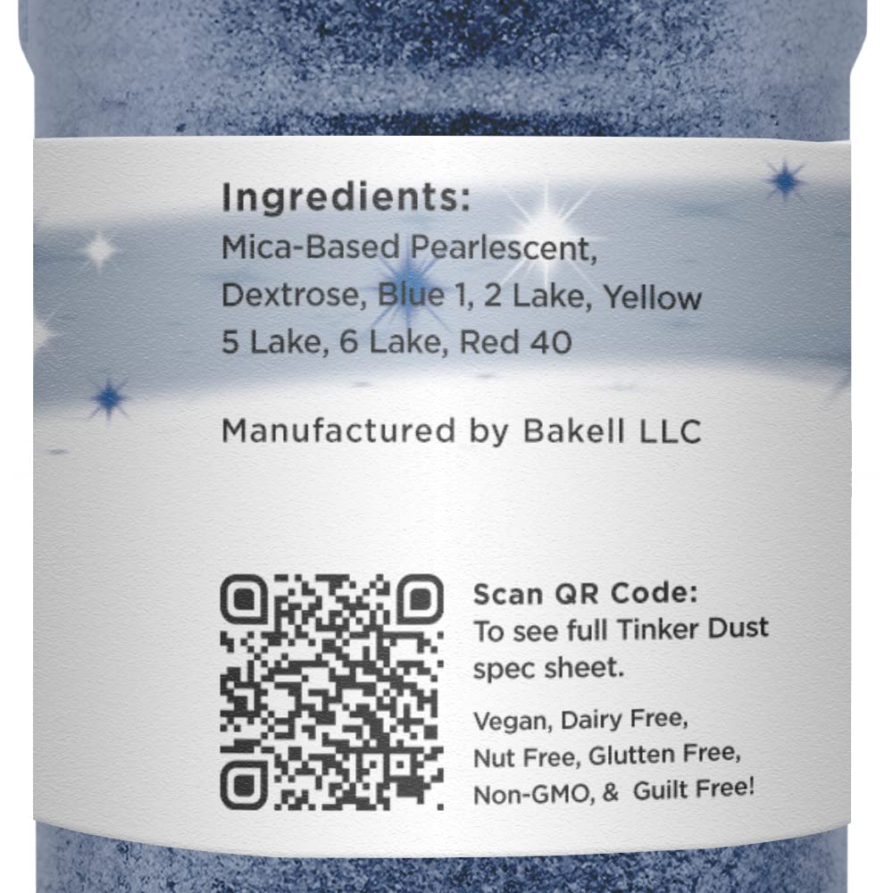 BAKELL Navy Blue Edible Glitter, 45 Grams | TINKER DUST Edible Glitter | KOSHER Certified | 100% Edible Glitter | Cakes, Cupcakes, Cake Pops, Drinks, Dessert Vegan Glitter & Dusts (45g Shaker, Navy Blue)