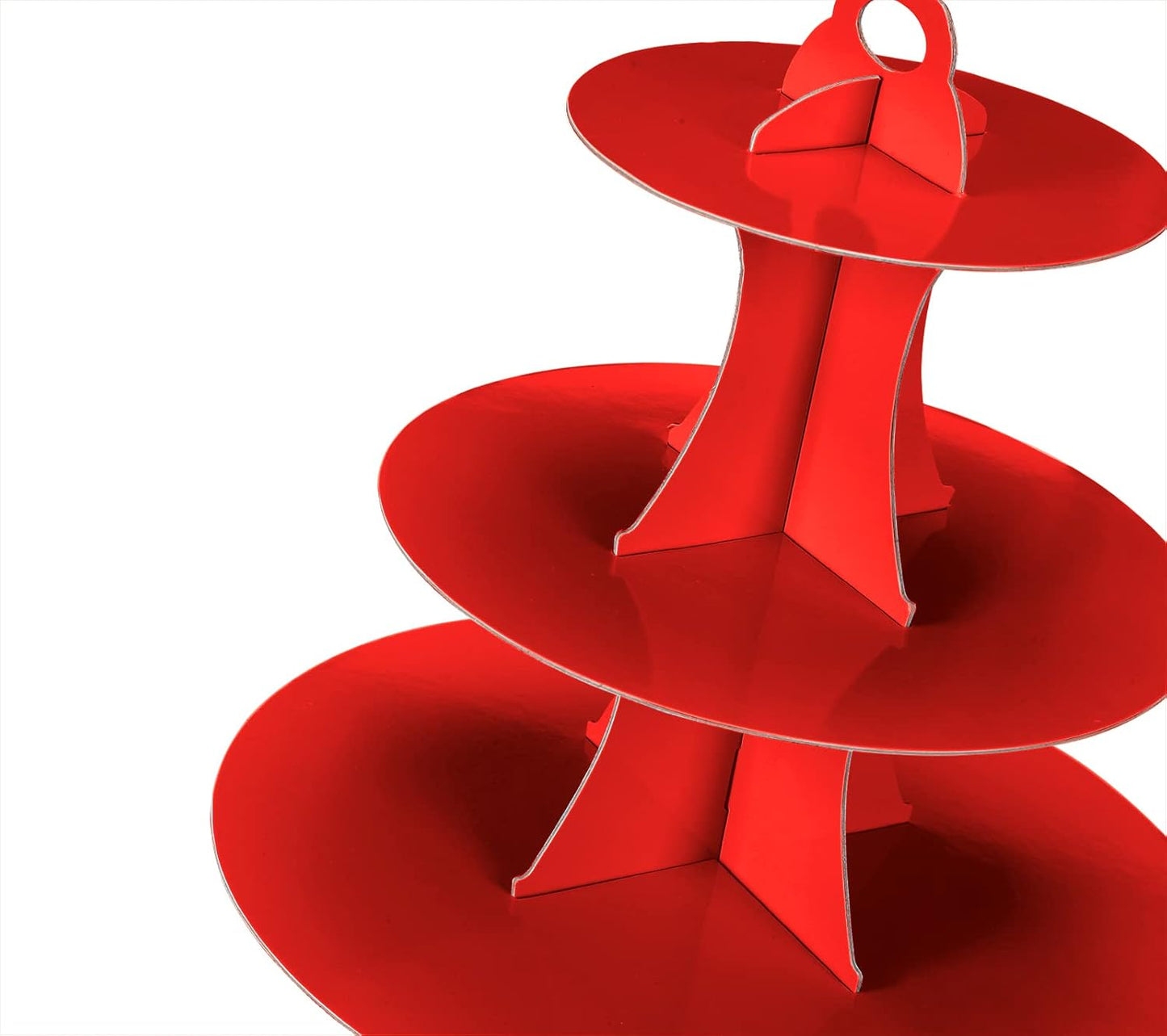 2Pcs 3-Tier Cupcake Stand, Cake Stand holder, Tiered DIY Cupcake Stand Tower for Dessert Table Displays, Birthday Theme Party Favors Decoration, Floral Tea Party, 12" W x 12.8" H, Red