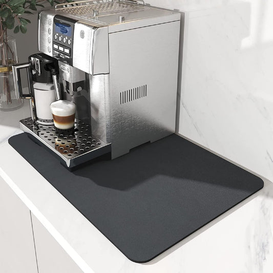 Coffee Mat 15.7*19.7 Inch, 50*40cm Dish Drying Mat for Kitchen Counter Bar, Stain Hiding Rubber Backed Absorbent Bar Mat Pad, Dark Grey (3)