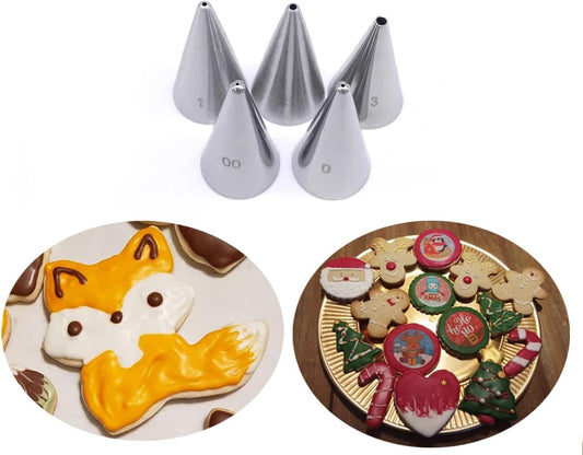 Small Round Piping Tips Set,Icing Piping Nozzles Frosting Tips for Pastry,Writing,Cake Cupcake Cookie Decorating,5 Pcs