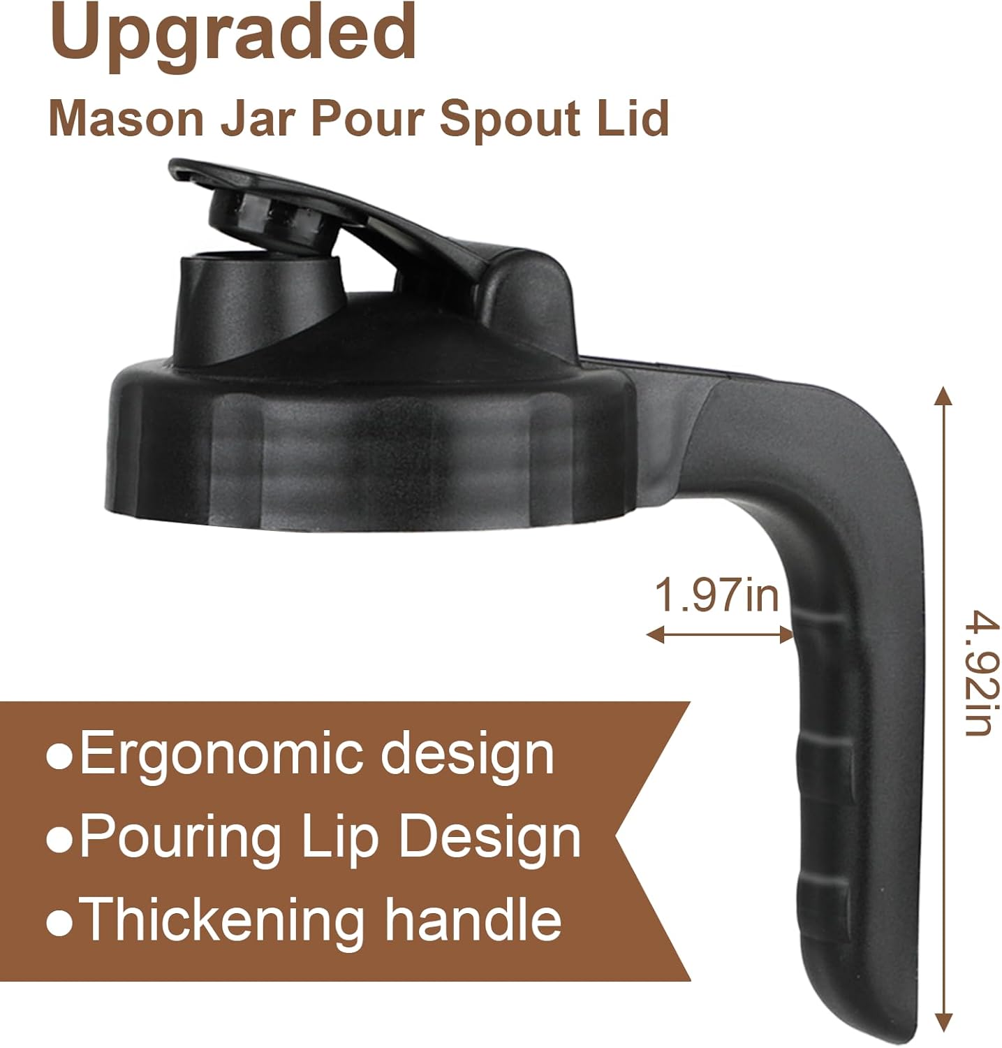 Cold Brew Coffee Maker Pitcher,32 Oz Glass Mason Jar Pitcher with V-shaped Pour Spout Handle Lid,Stainless Steel Filter for Iced Coffee,Iced tea,Breast Milk,Fruit Drinks,lemonade-Black