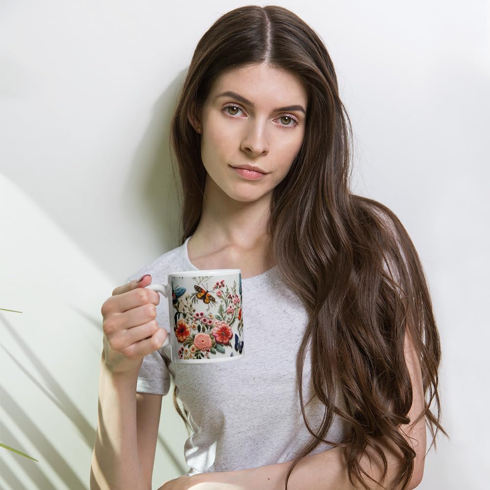 11 OZ Novelty Coffee Mugs - Christmas Gift (Butterfly Flower)