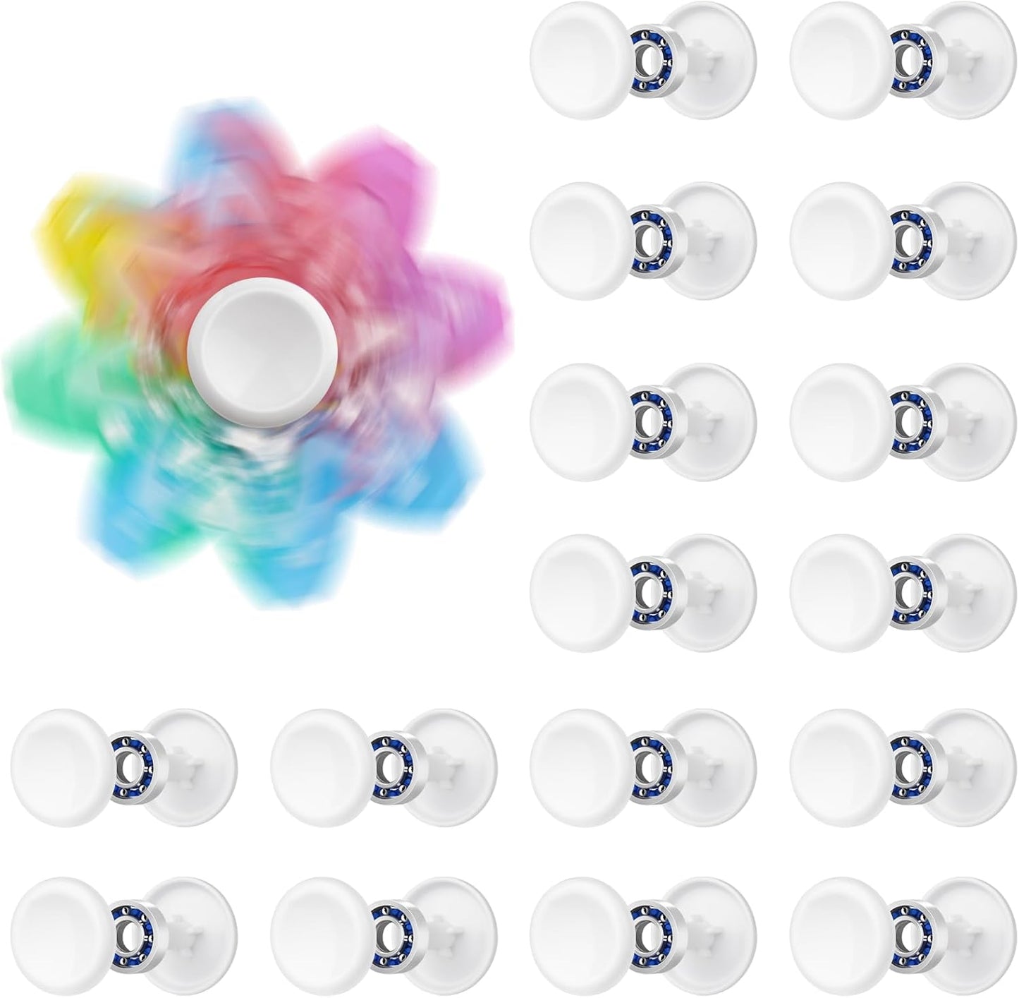 16 Pack Fidget Spinner Bearing and Cap Replacement Set, Chrome Steel Bearing Balls, High Speed 13mmx7mmx4mm Bearings Single Sealed Small Bearings for Fidget Spinner