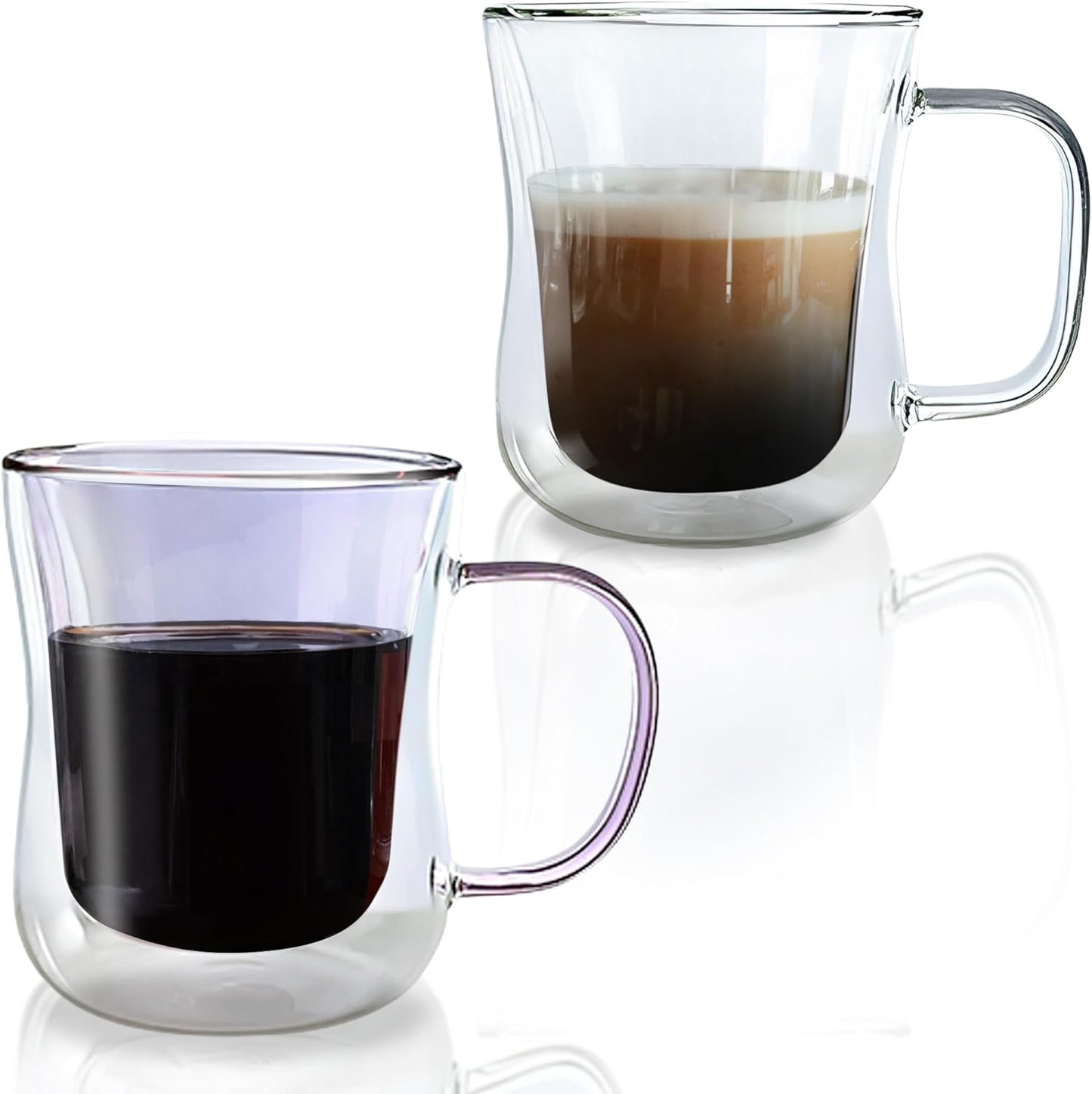 LEMONSODA Double Walled Colored Insulated Coffee Mugs - 10oz - Hot or Cold Latte, Tea, Cappucino, Coffee, Espresso Mug with Handle - Premium Packaging (Set of 2)