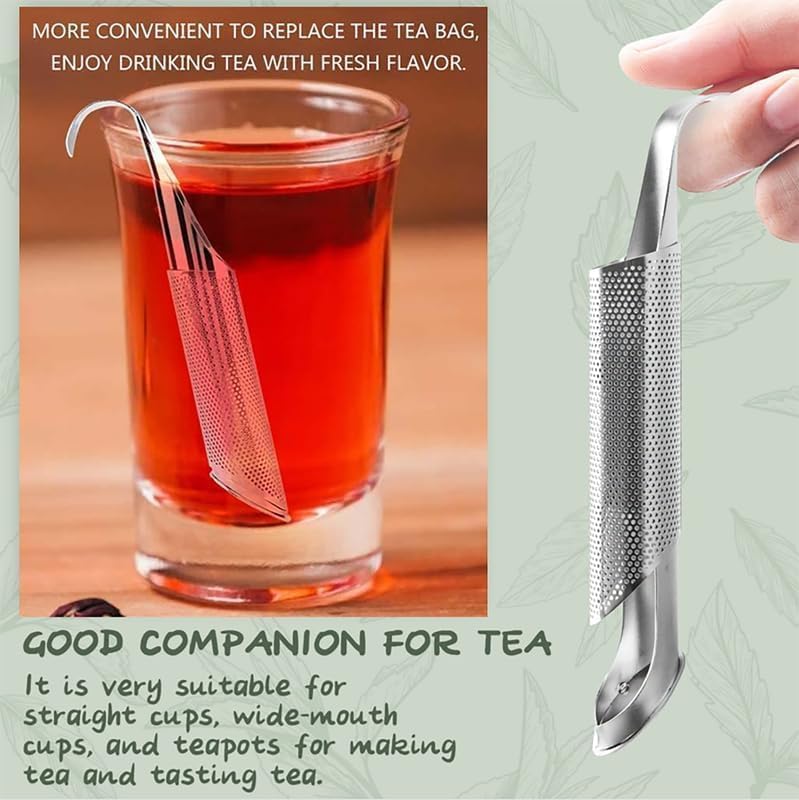 Stainless Steel Tea Diffuser, 2025 New Tea Artifact Creative Pipe Tea Infuser Mesh Strainer with Hanging Hook Handle, Universal Fine Holes Tea Interval Diffuser for Loose Tea Leaf Coffee Etc (1)