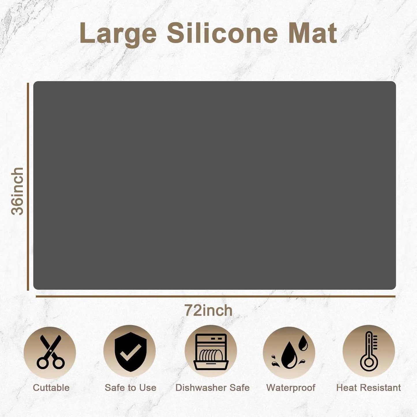 72''x36'' Large Silicone Mat for Kitchen Counter, Non-Slip Heat Resistant Countertop Protector, Waterproof Multipurpose Mat for Kitchen Island, Semitransparent