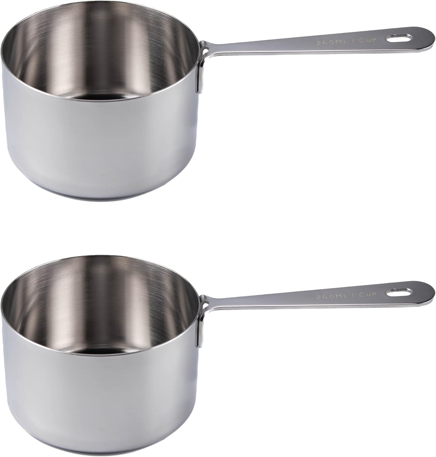Honey Bear Kitchen 1 Cup 240 ml Measuring Scoop Cups, Polished Stainless Steel (Set of 2)