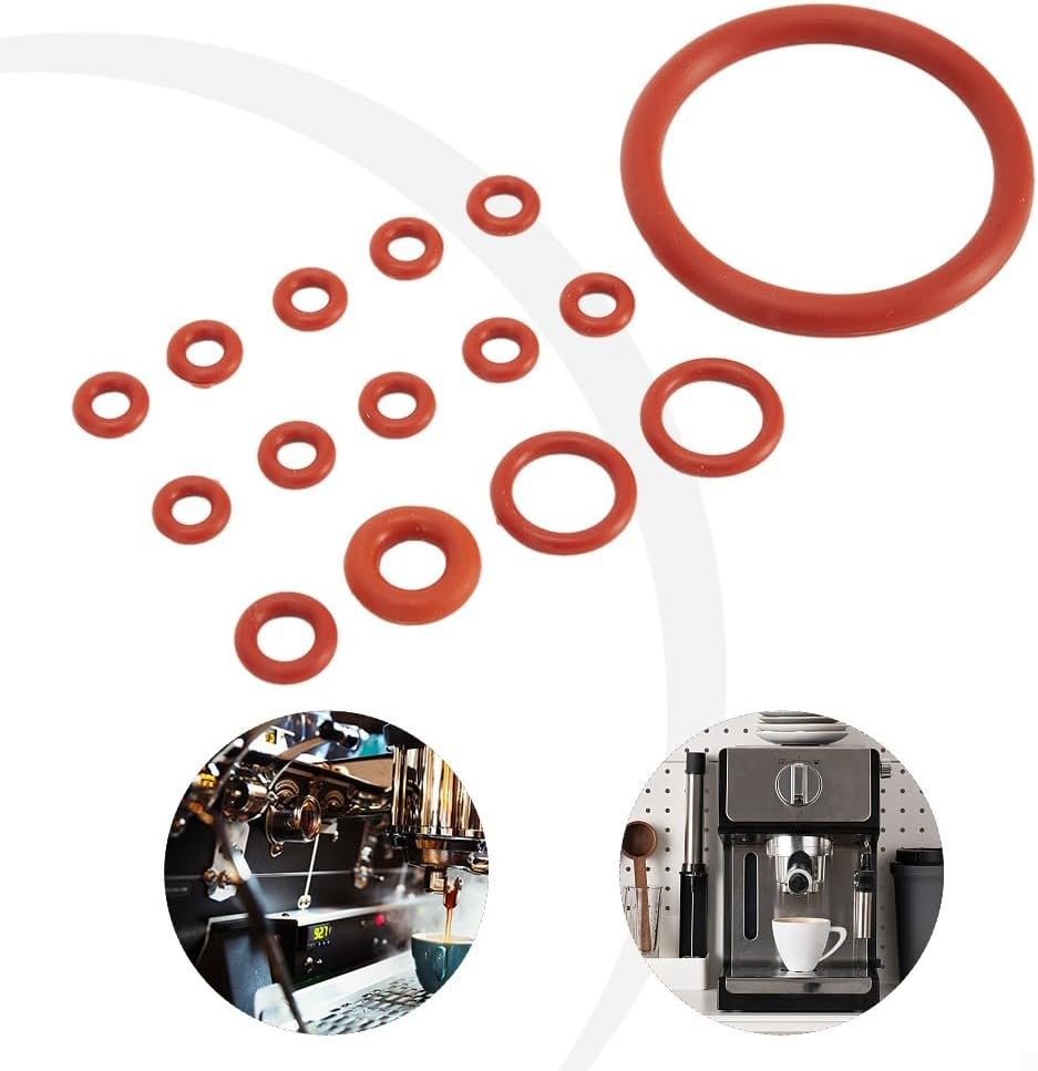 Silicone O-Ring Seal Gasket Set for Coffee Machine Maintenance, 15 Pieces Replacement Kit for Saeco for Gaggia Espresso Maker Repair